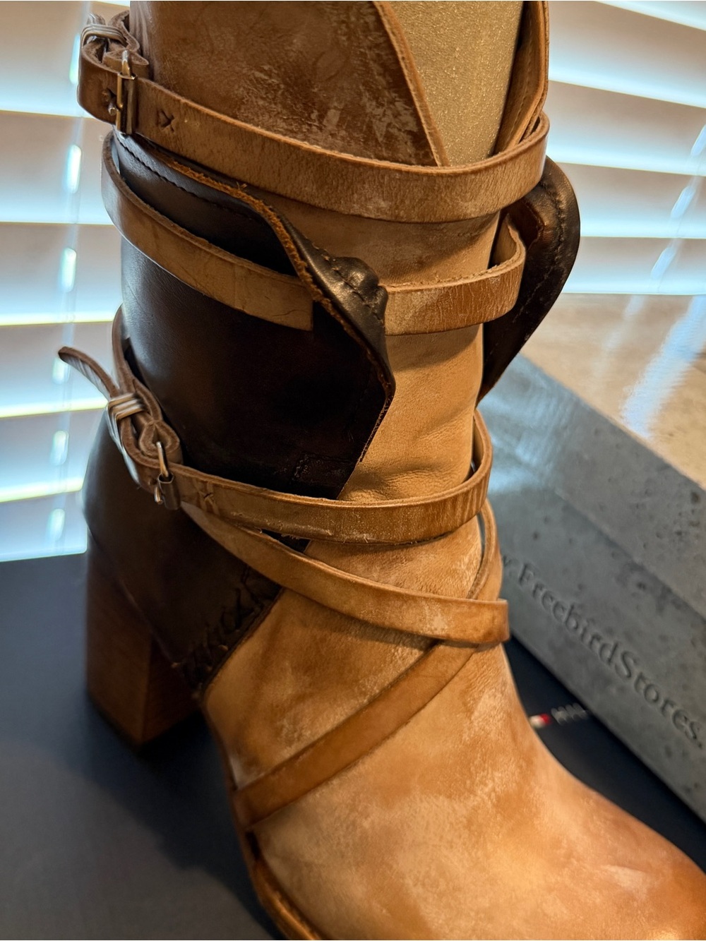 Freebird by Steven Tan and Dark Brown Lace-Up Block Heel Boots
